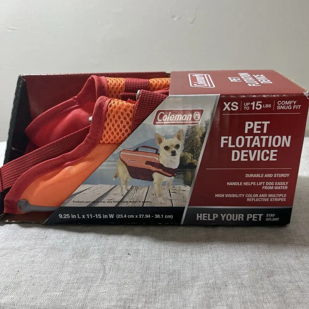 Coleman Dog Life Jacket Vest for‎ Flotation for Pool Boat Beach Lake Orange XS